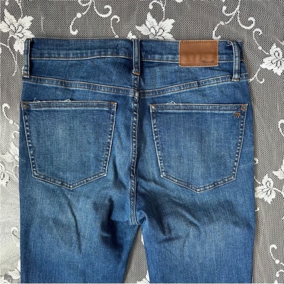 Madewell 10’’ High Rise Button Fly Skinny Jeans Raw Hem in Cordova Wash Sz 28 - Picture 6 of 14